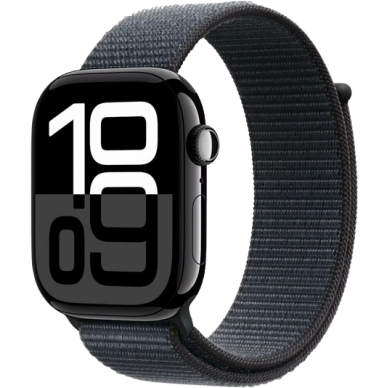 Apple Watch Series 10, 46mm, Jet Black Aluminum Case, Sport Loop