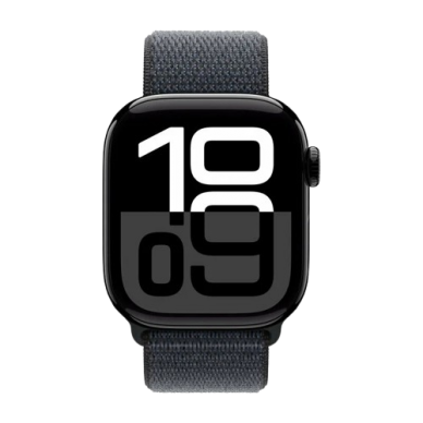 Apple Watch Series 10, 46mm, Jet Black Aluminum Case, Sport Loop